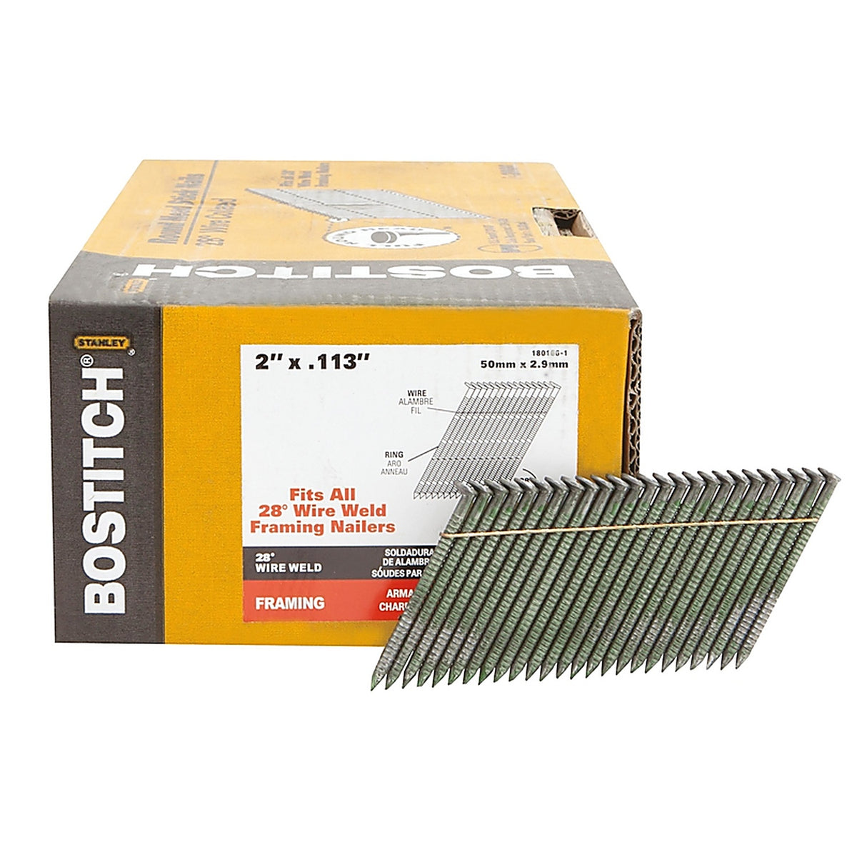 Bostitch - S6DR113-FH - 2 in. L X 11 Ga. Wire Strip Coated Framing Nails 28 deg 2,000 pk