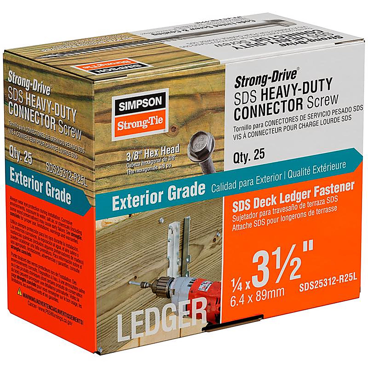 Simpson Strong-Tie - SDS25312-R25L - Strong-Drive No. 3 Sizes X 3-1/2 in. L Star Hex Head Structural Screws 1.1 lb 25