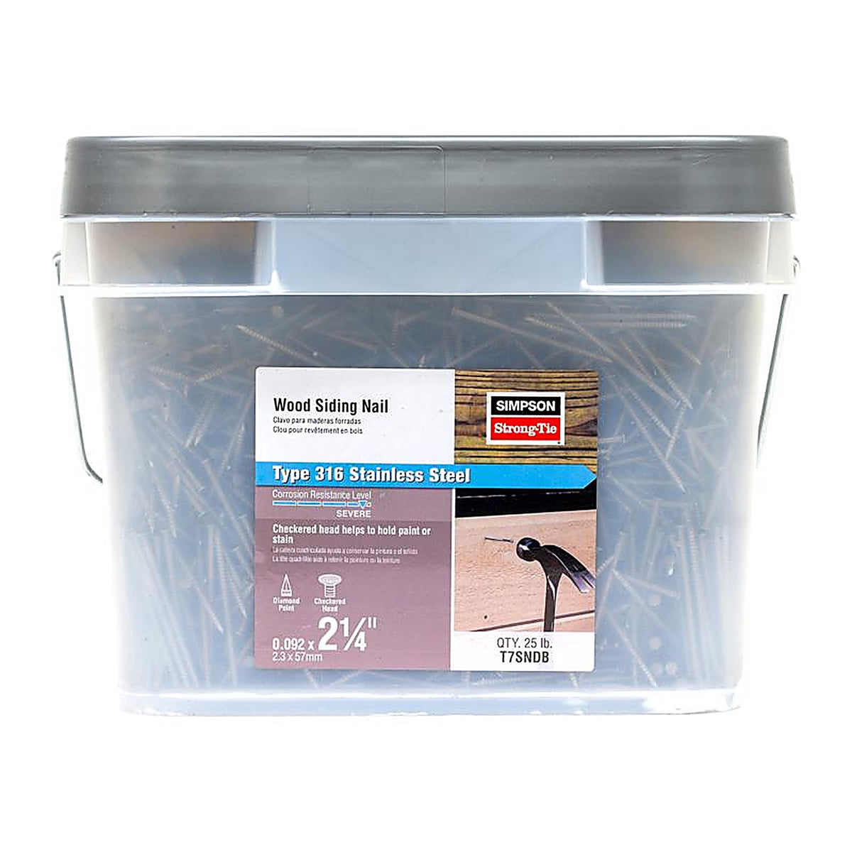 Simpson Strong-Tie - T7SNDB - 7D 2-1/4 in. Siding Coated Stainless Steel Nail Round Head 25 lb