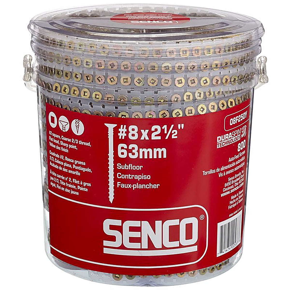 Senco - 08F250Y - DuraSpin No. 8 Sizes X 2-1/2 in. L Square Square Head Deck Screws 800 pk