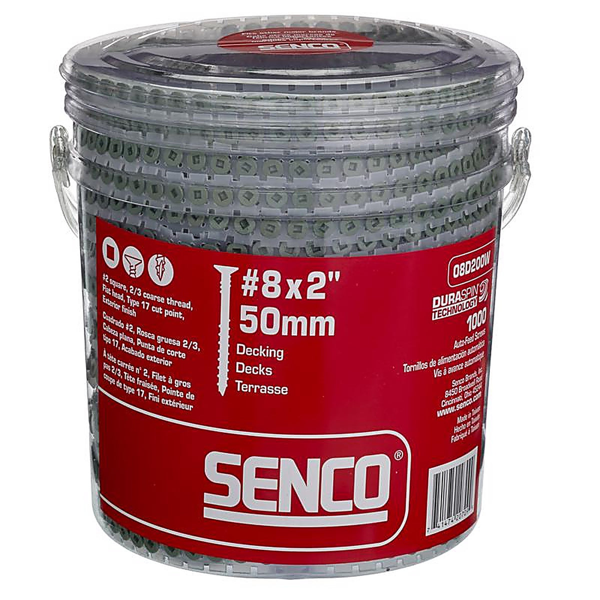 Senco - 08D200W - DuraSpin No. 8 x 2 in. L Square Wood Screws - 1000/Pack