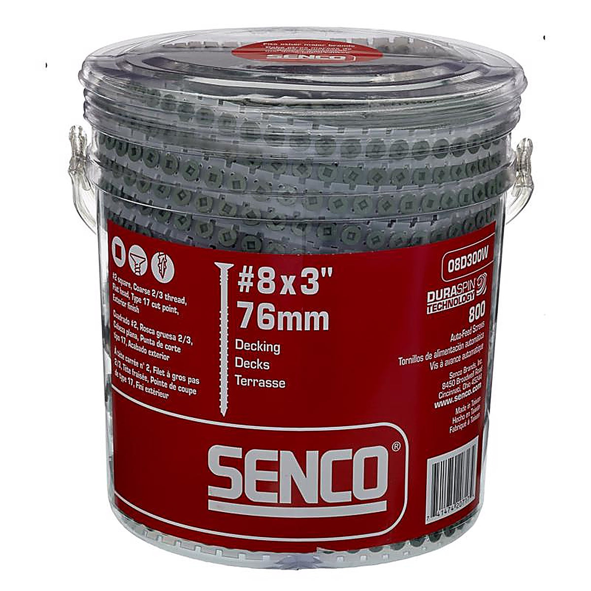 Senco - 08D300W - DuraSpin No. 8 x 3 in. L Square Galvanized Collated Wood Screws - 800/Pack