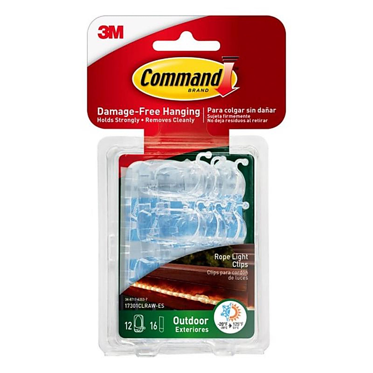 3M - 17301CLRAW-ES - Small Plastic Clip 1 in. L - 12/Pack