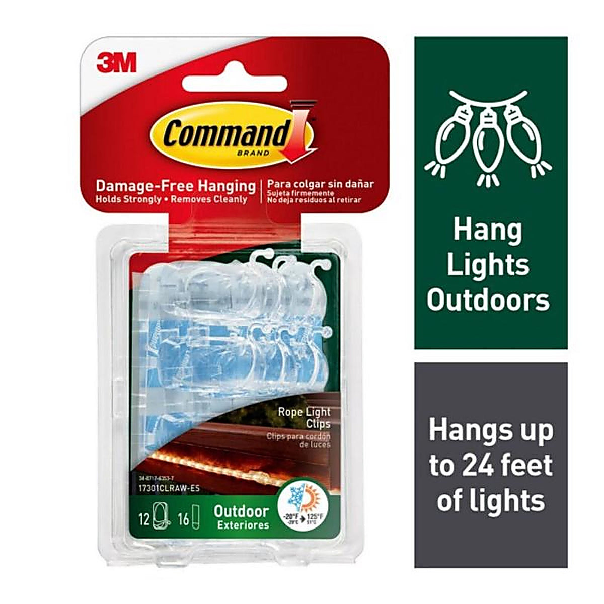 3M - 17301CLRAW-ES - Small Plastic Clip 1 in. L - 12/Pack