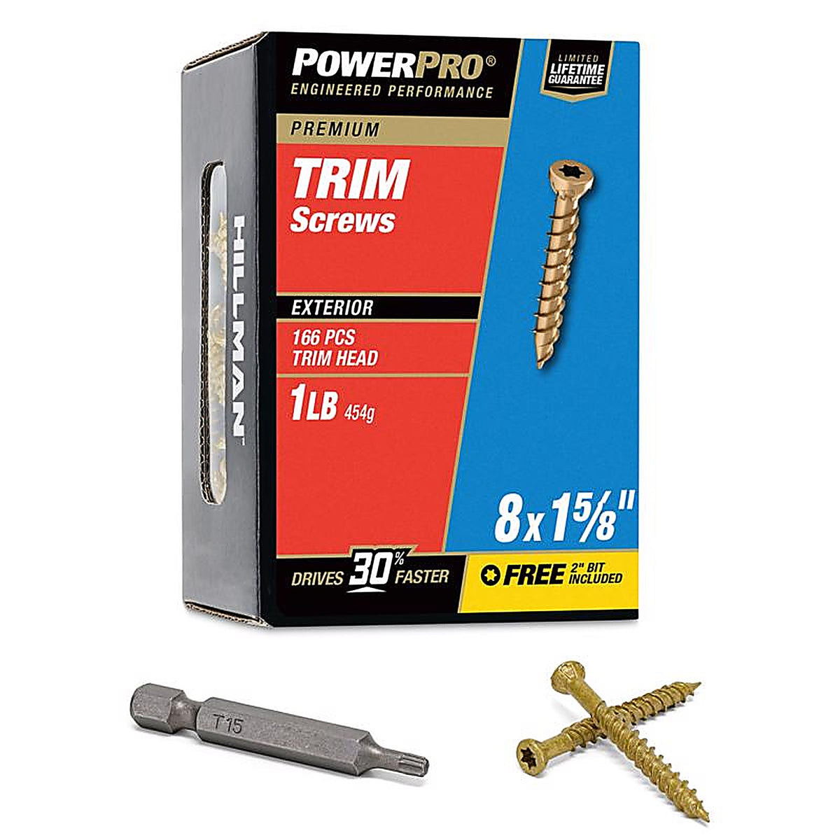 Hillman - 48630 - Power Pro No. 8 x 1-5/8 in. L Star Bronze Ceramic Trim Screws 1 lb. - 195/Pack