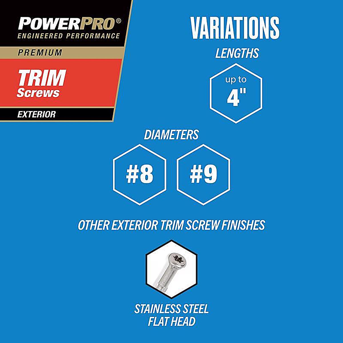 Hillman - 48632 - Power Pro No. 8 x 2-1/2 in. L Star Bronze Ceramic Trim Screws 1 lb. - 128/Pack