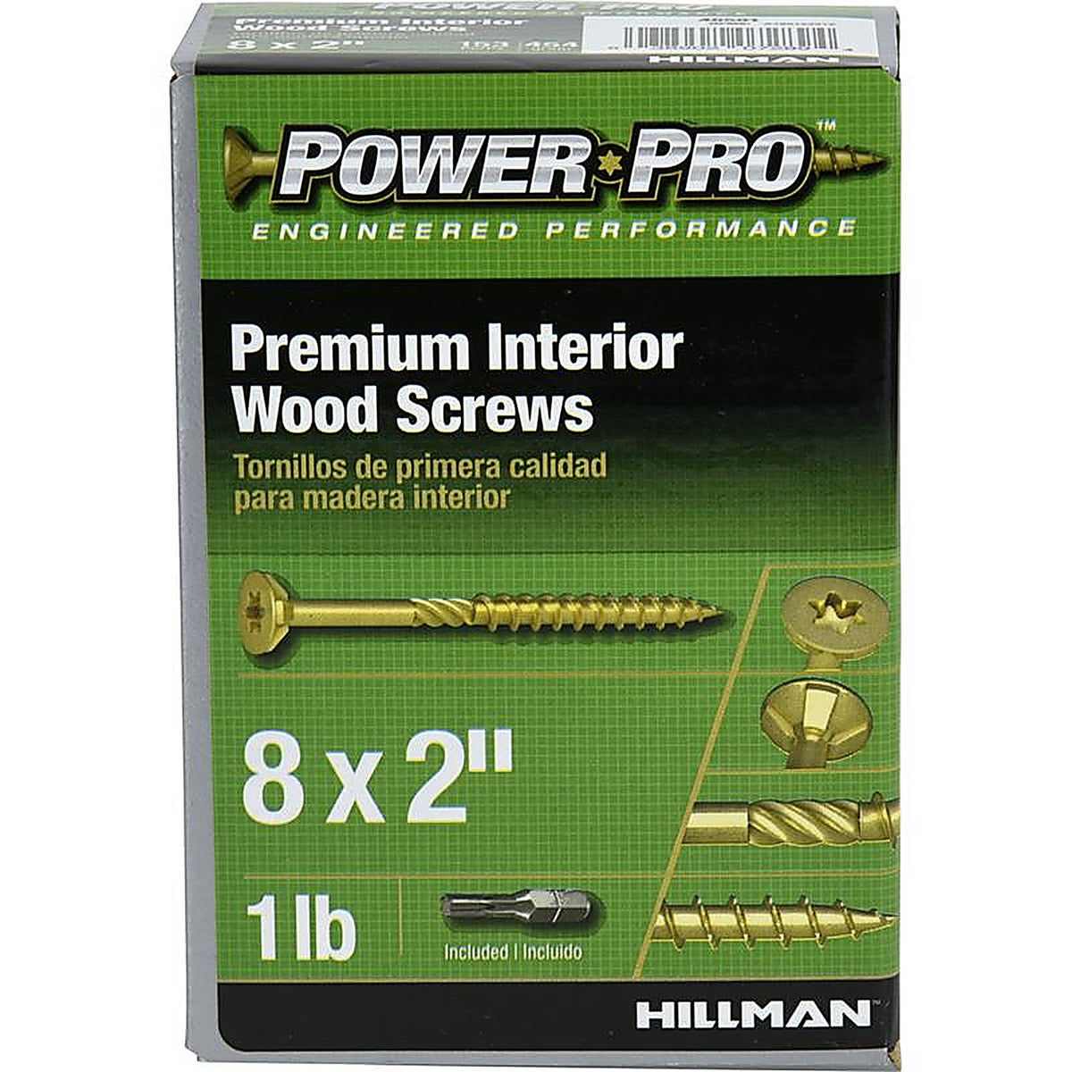 Hillman - 48581 - Power Pro No. 8 x 2 in. L Star Yellow Zinc Wood Screws 1 lb. - 165/Pack