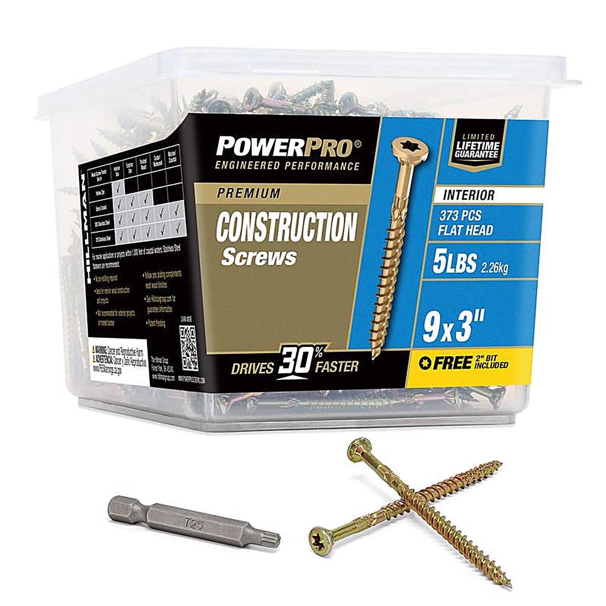 Hillman - 48592 - Power Pro No. 9 x 3 in. L Star Yellow Zinc Wood Screws 5 lb. - 450/Pack