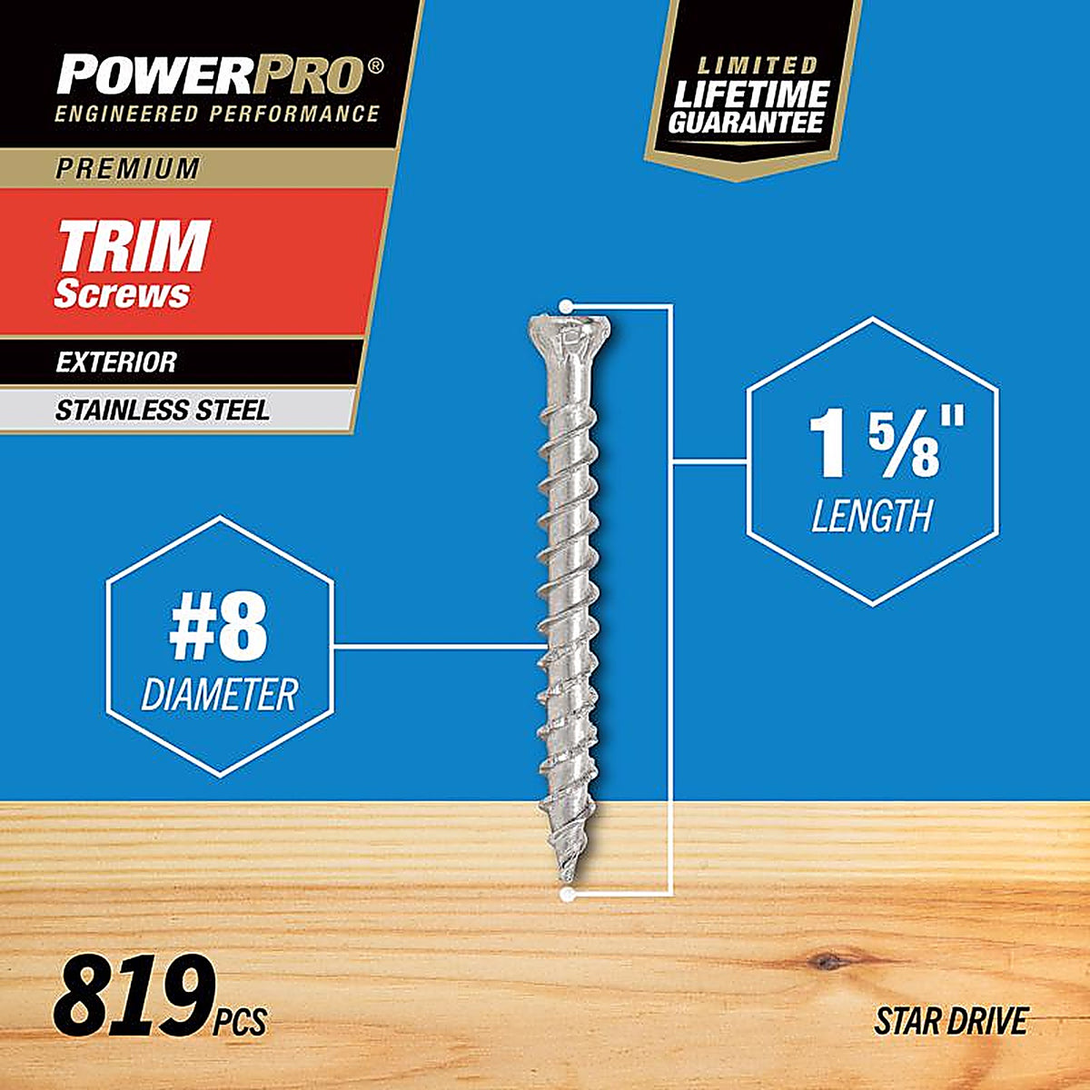 Hillman - 48643 - Power Pro No. 8 x 1-5/8 in. L Star Bronze Ceramic Screws 5 lb. - 1000/Pack
