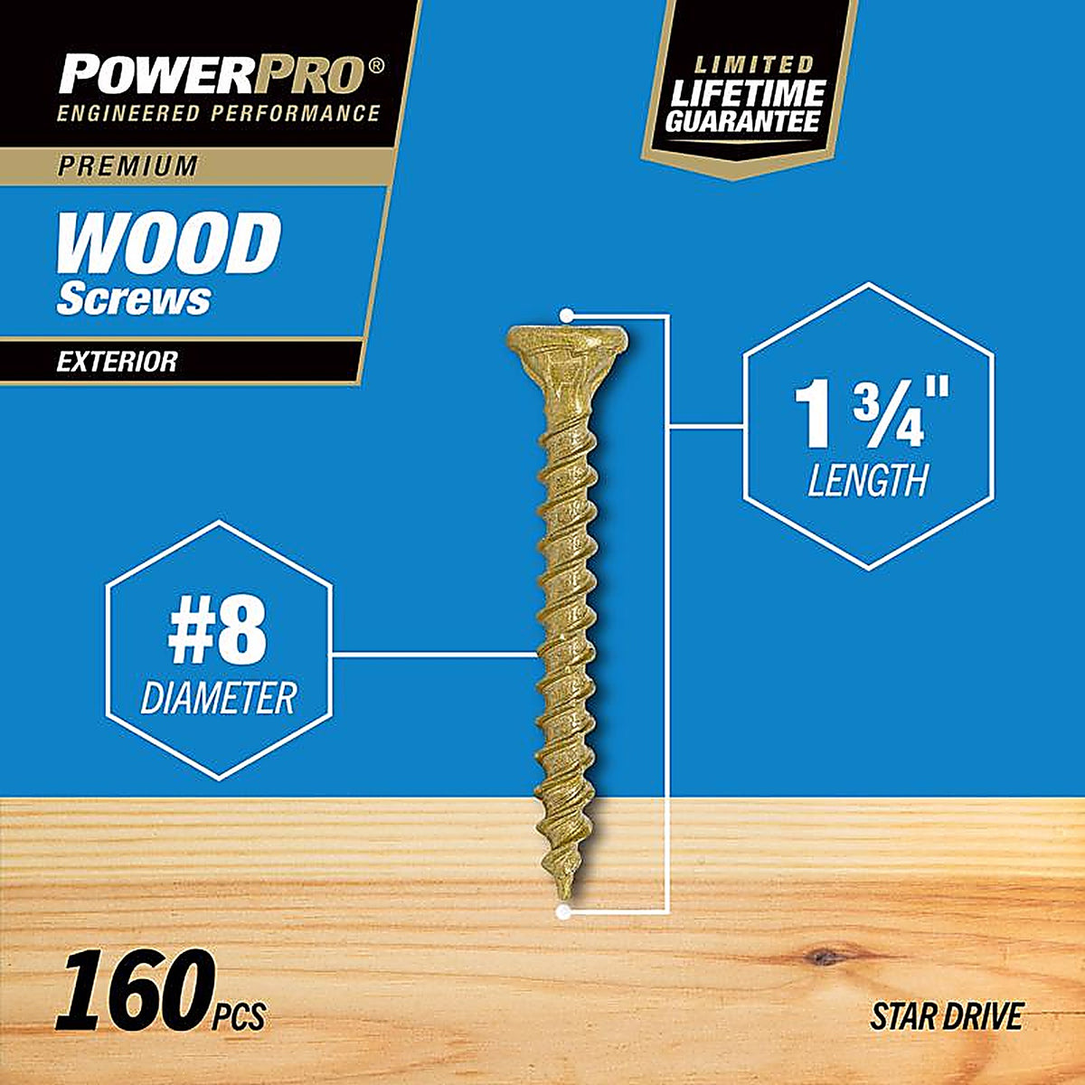 Hillman - 48596 - Power Pro No. 8 x 1-3/4 in. L Star Bronze Ceramic Wood Screws 1 lb. - 175/Pack