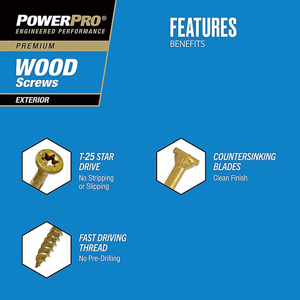 Hillman - 48596 - Power Pro No. 8 x 1-3/4 in. L Star Bronze Ceramic Wood Screws 1 lb. - 175/Pack