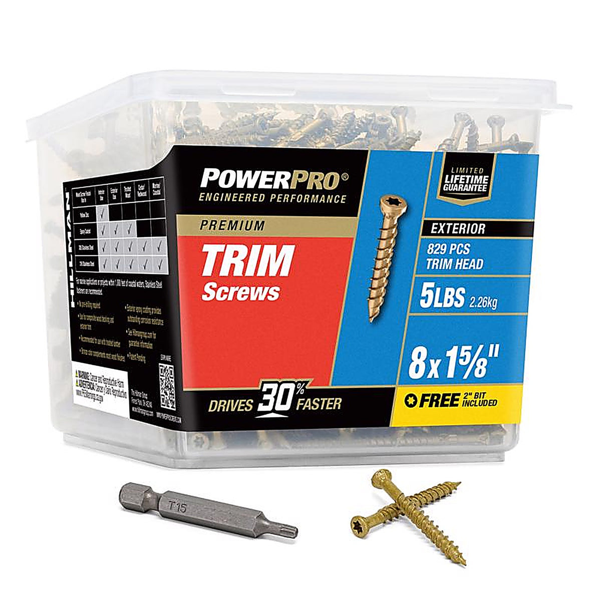 Hillman - 48635 - Power Pro No. 8 x 1-5/8 in. L Star Bronze Ceramic Screws 5 lb. - 1023/Pack