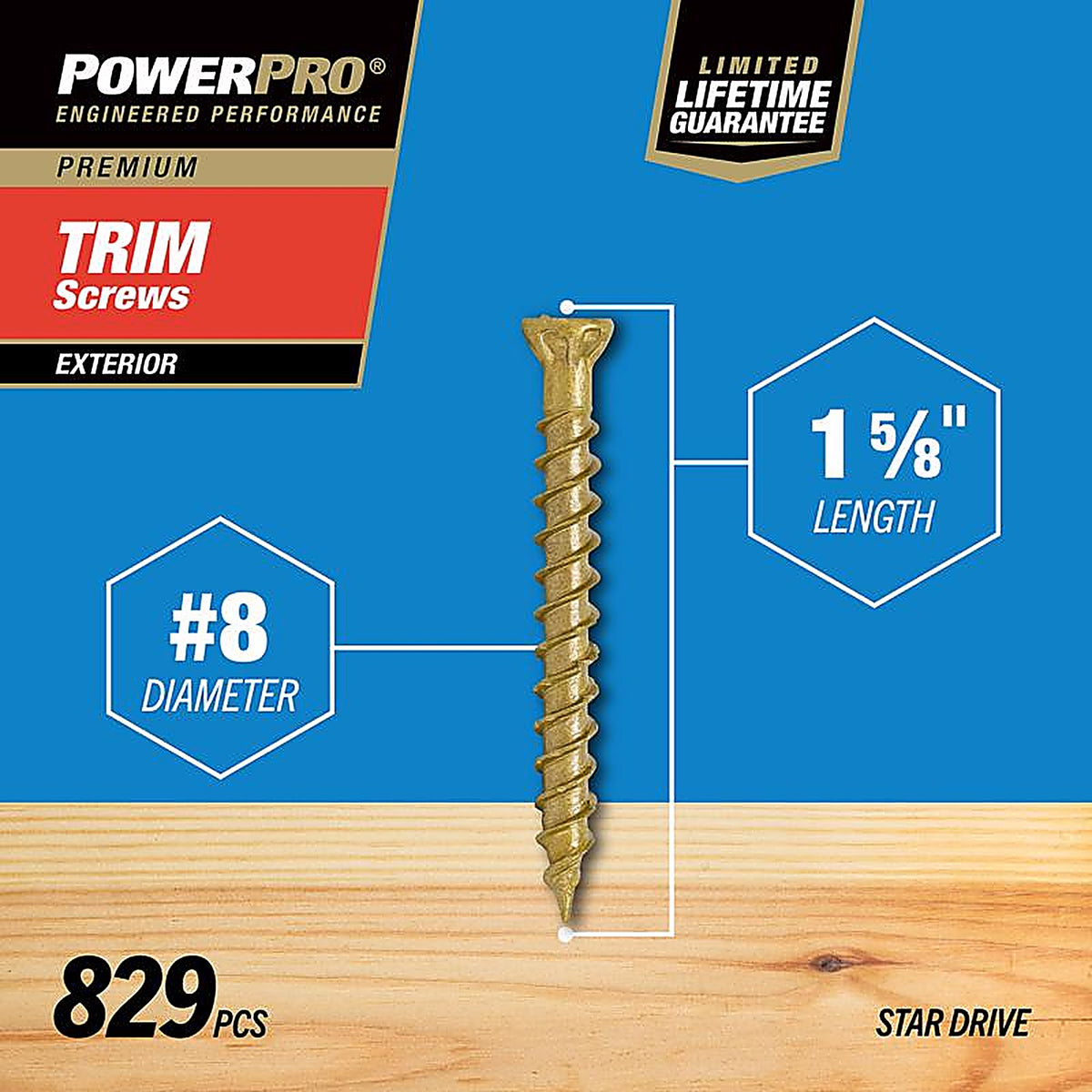 Hillman - 48635 - Power Pro No. 8 x 1-5/8 in. L Star Bronze Ceramic Screws 5 lb. - 1023/Pack