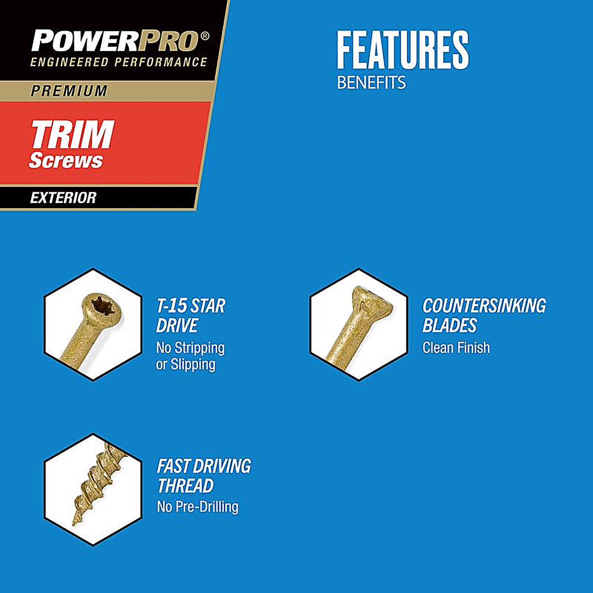 Hillman - 48635 - Power Pro No. 8 x 1-5/8 in. L Star Bronze Ceramic Screws 5 lb. - 1023/Pack