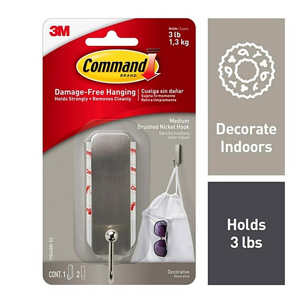 3M - 17034BN-ES - Command Medium Metal Hook - 1/Pack