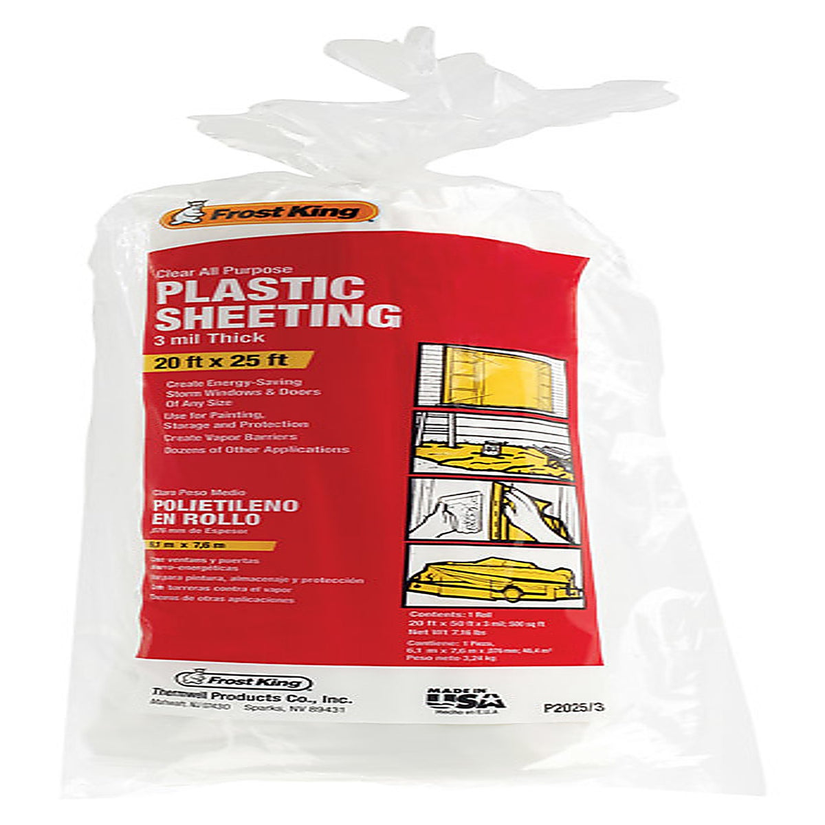 Frost King - P2025/3 - Plastic Sheeting 3 mil X 20 ft. W X 25 ft. L Plastic Clear
