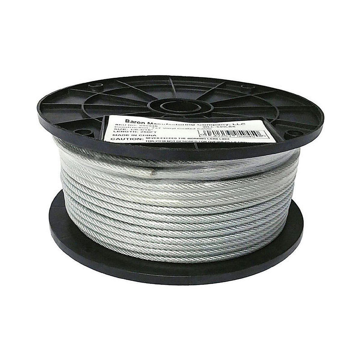 Baron - 695945 - Clear Vinyl Galvanized Steel 1/8 in. D X 250 ft. L Aircraft Cable