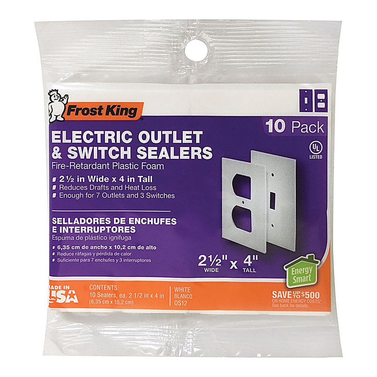 Frost King - OS12H - White 1 gang Plastic Toggle Wall Plate Sealers 10 pk
