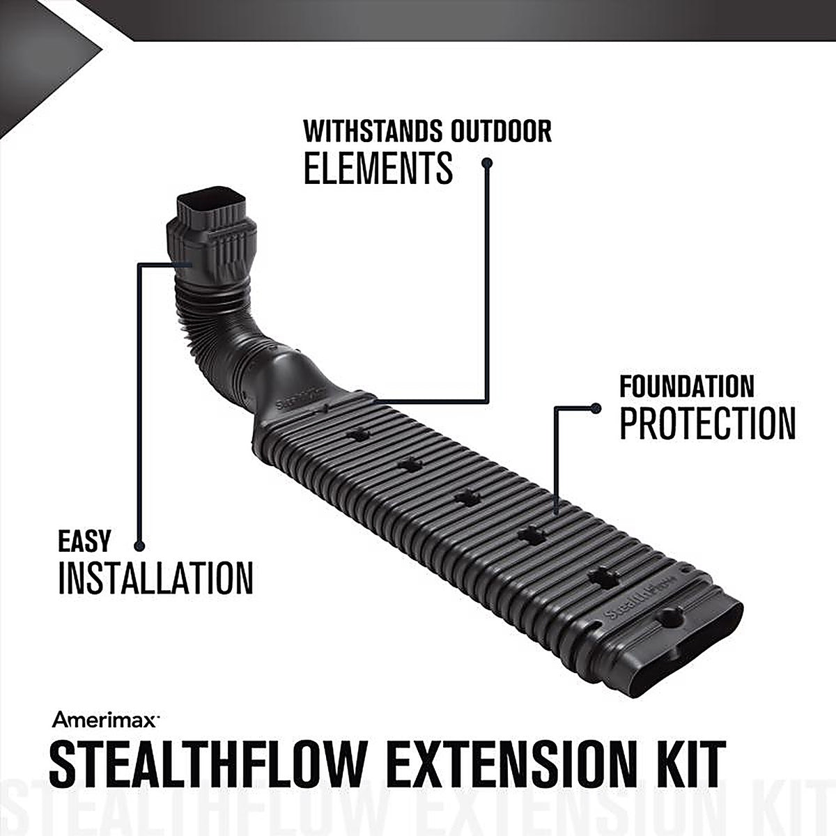 Amerimax - 4601 - StealthFlow 4.75 in. H X 7.25 in. W X 43 in. L Black Vinyl K Downspout Extension