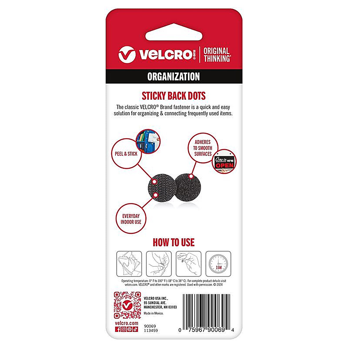 Velcro - 90069 - Hook and Loop Fastener 5/8 in. L - 15/Pack