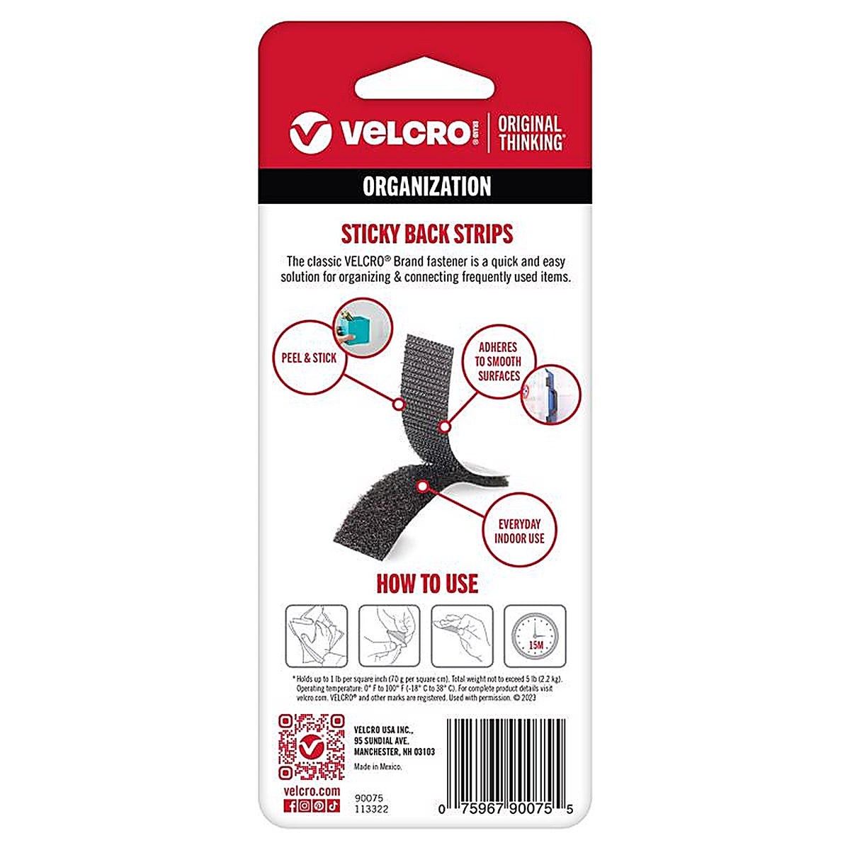 Velcro - 90075 - Hook and Loop Fastener 3-1/2 in. L - 4/Pack
