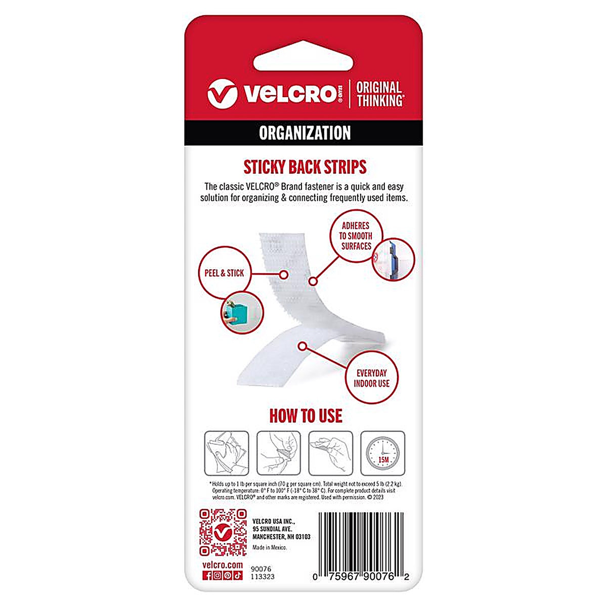 Velcro - 90076 - Hook and Loop Fastener 3-1/2 in. L - 4/Pack