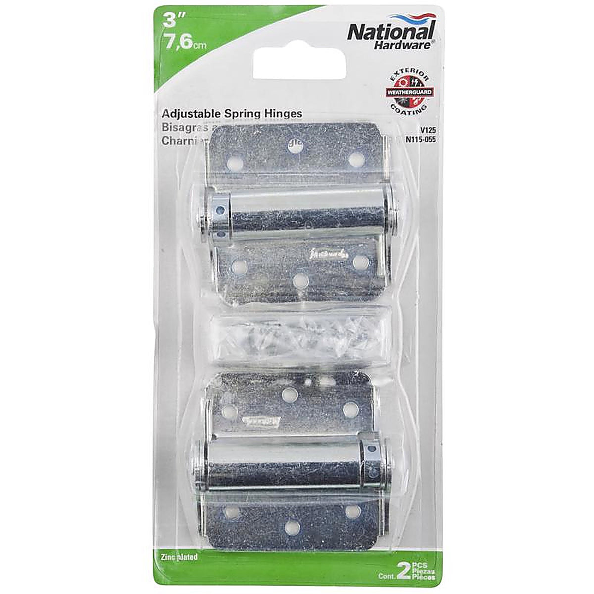 National Hardware - N115-055 - 3 in. L Zinc-Plated Adjustable Spring Hinge 2 pk