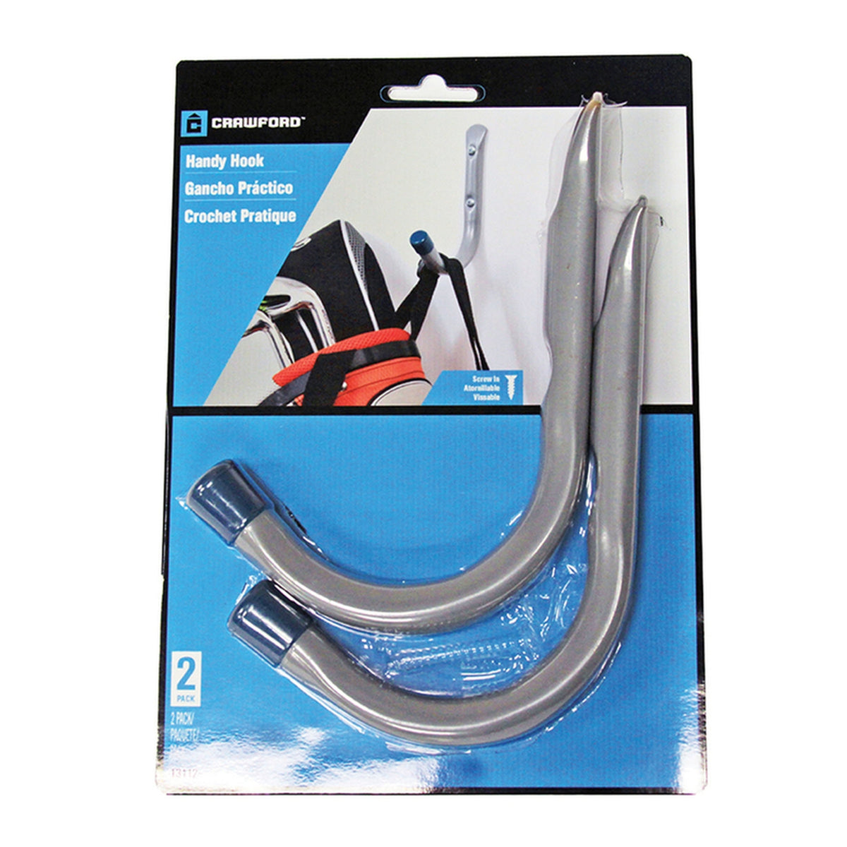Crawford - 13112 - 4 in. L Powder Coated Gray Steel Handy Hanger Holder - 2/Pack