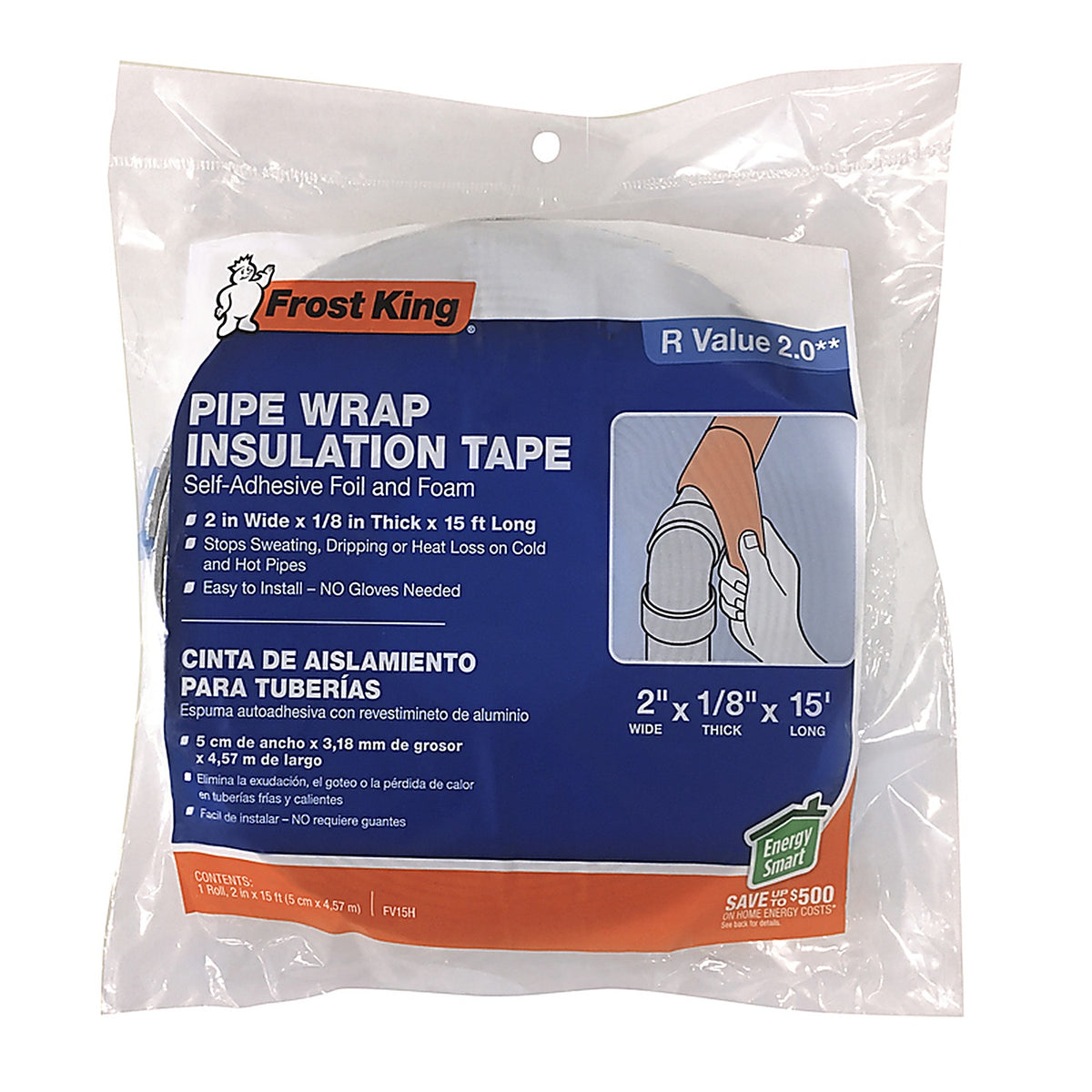 Frost King - FV15H - 2 in. W x 15 ft. L Tape Insulation Fiberglass Roll 2.5 sq. ft. Fiberglass