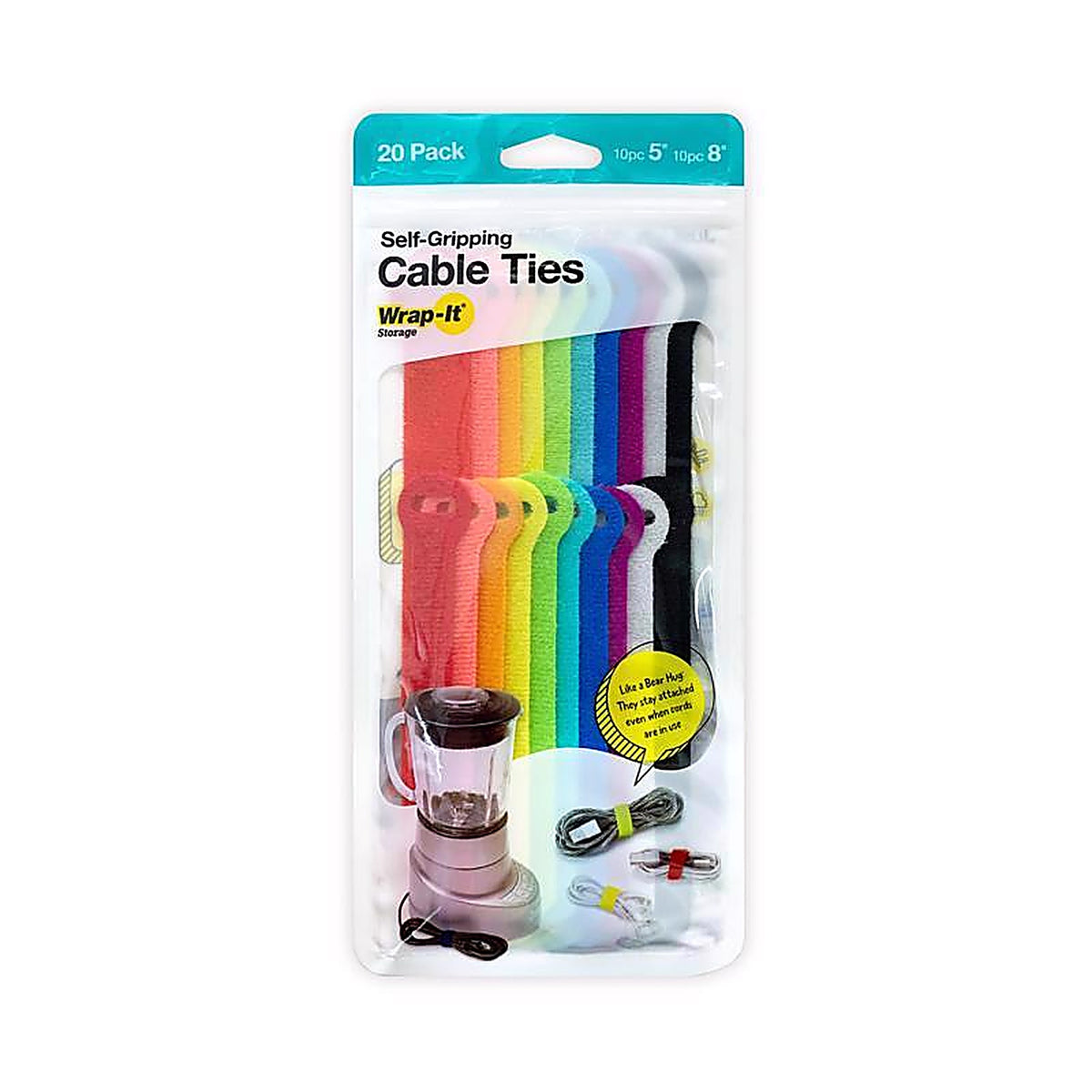 Wrap-It - 420-48MC - Storage Self-Gripping Assorted L Multicolored Storage Straps 2 lb. - 20/Pack