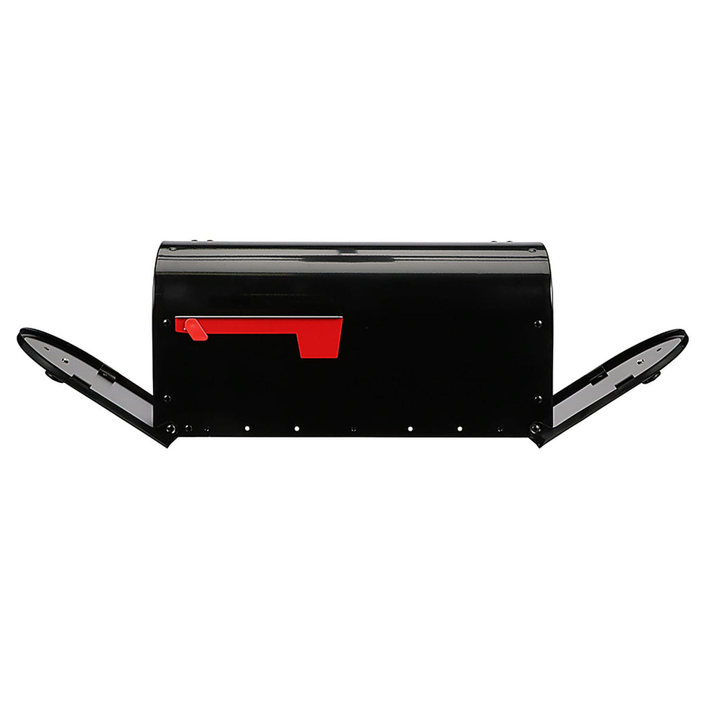 Gibraltar - OM160B01 - Outback Classic Galvanized Steel Post Mount Black Double Door Mailbox