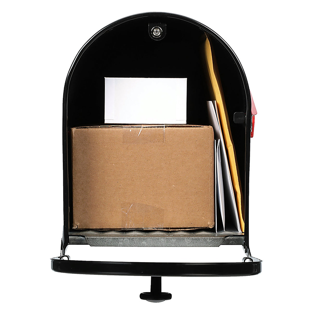 Gibraltar - OM160B01 - Outback Classic Galvanized Steel Post Mount Black Double Door Mailbox