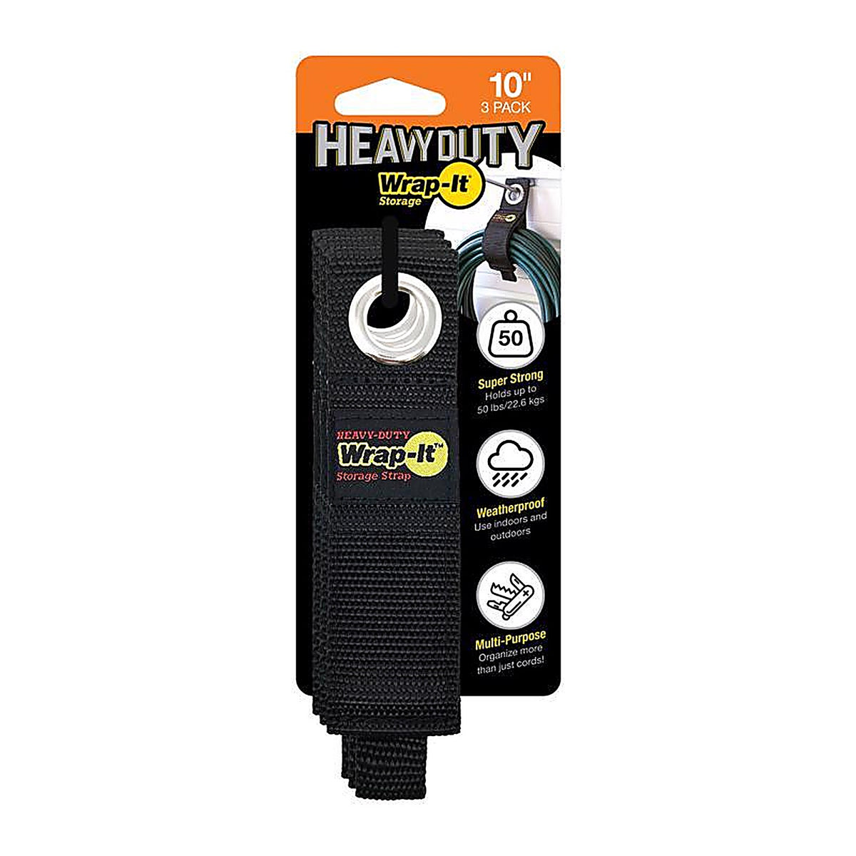 Wrap-It - 103-20BX - Storage Heavy-Duty 1.5 in. W x 10 in. L Black Storage Straps 50 lb. - 3/Pack