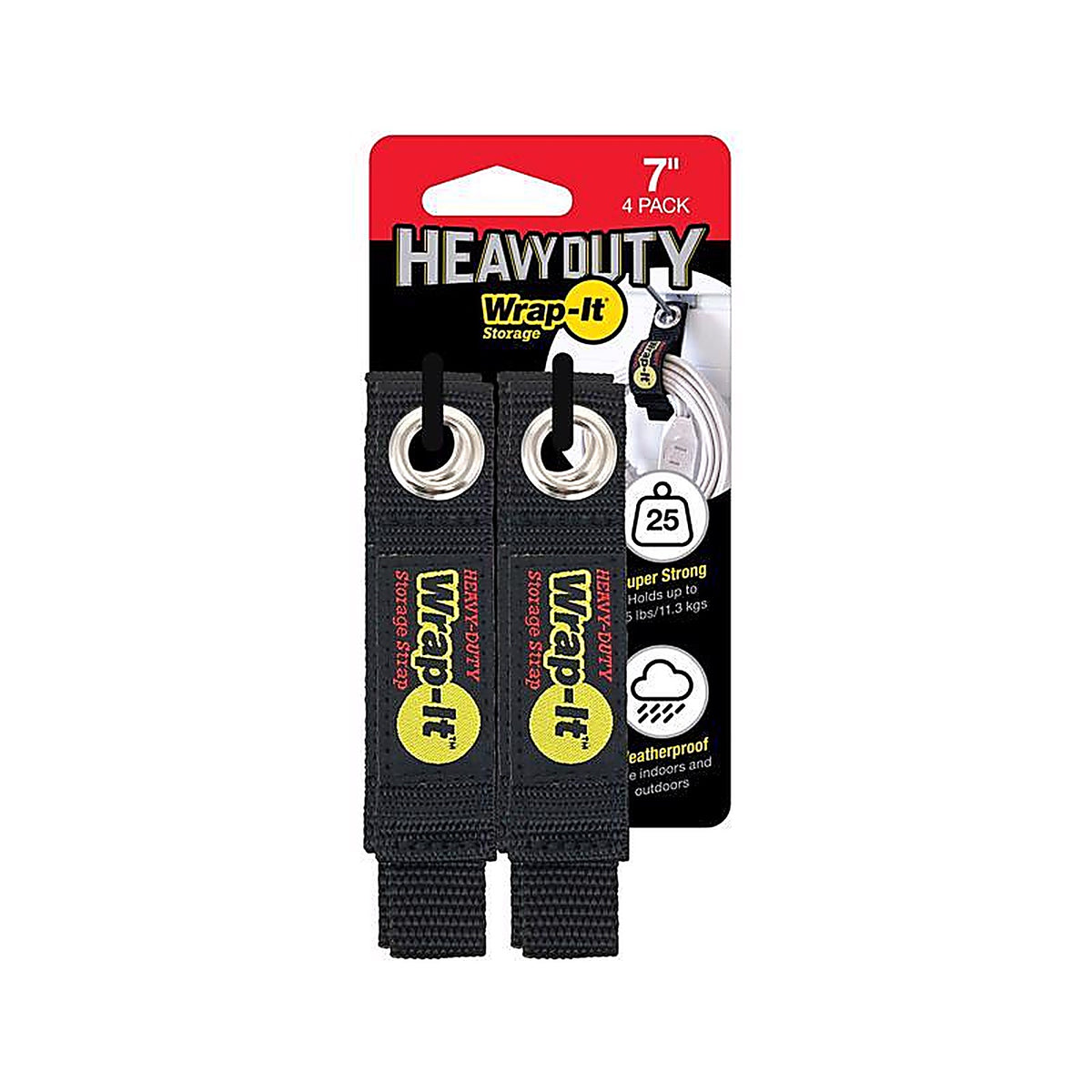 Wrap-It - 104-10BX - Storage Heavy-Duty 1 in. W x 7 in. L Black Storage Straps 50 lb. - 4/Pack