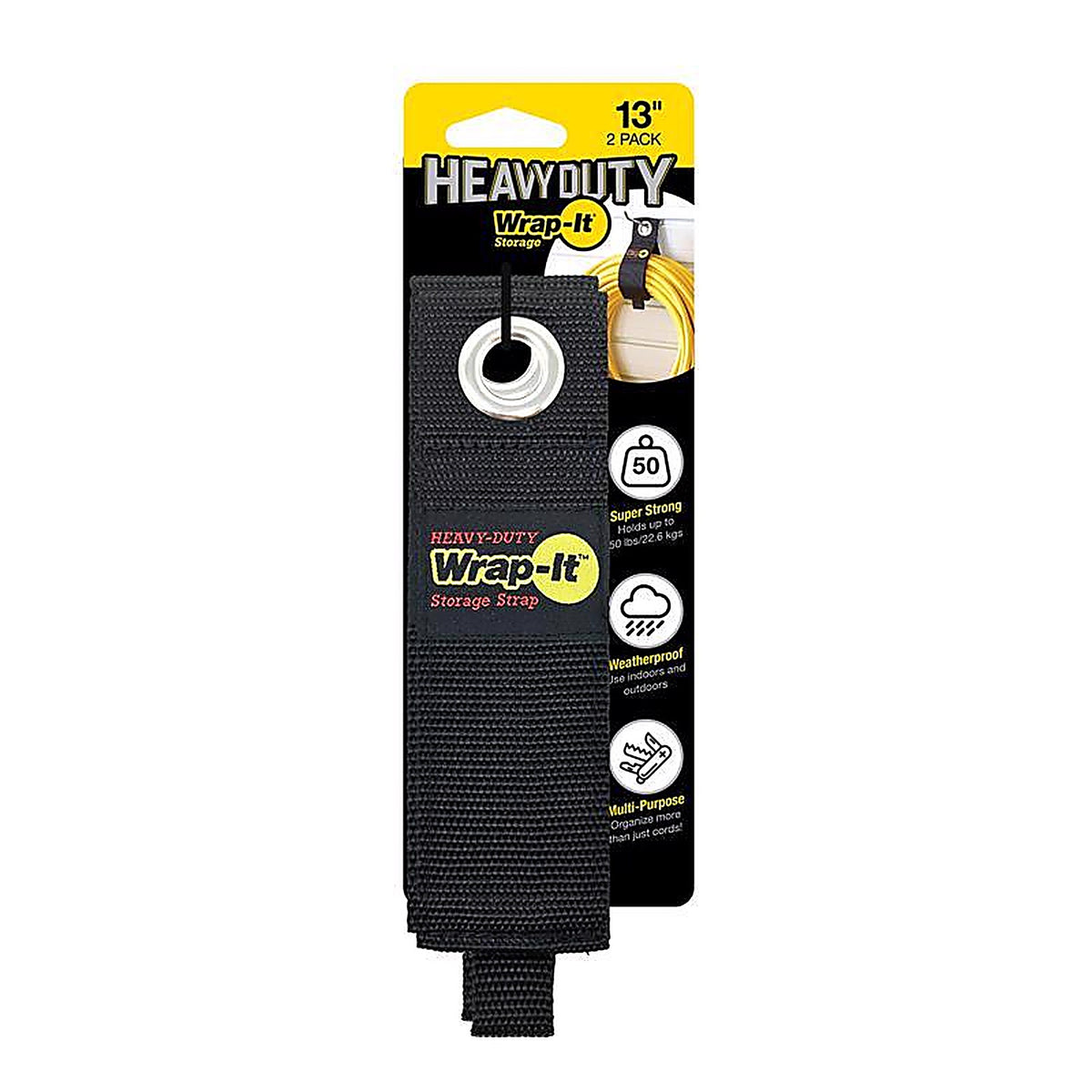 Wrap-It - 102-30BX - Storage Heavy-Duty 2 in. W x 13 in. L Black Storage Straps 50 lb. - 2/Pack