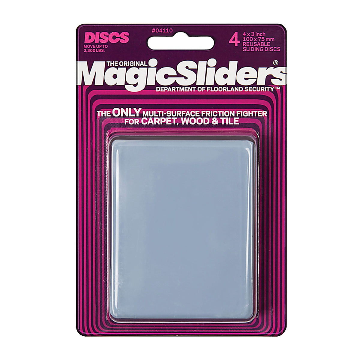 Magic Sliders - 4110 - Gray Nylon/Plastic - 4/Pack Sliding Discs
