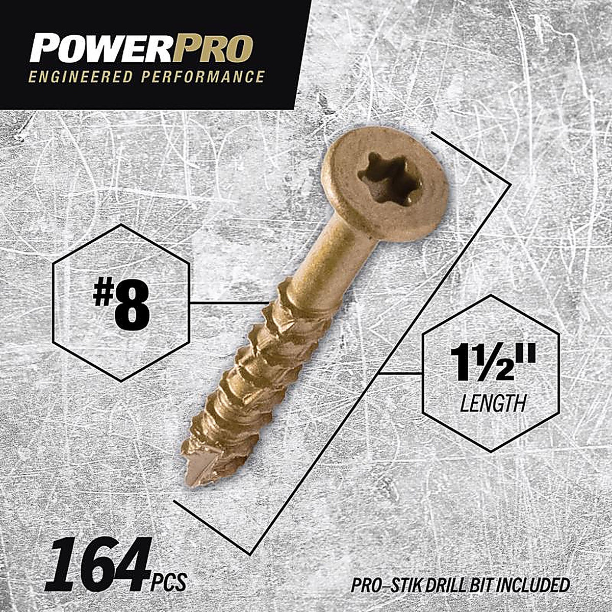 Hillman - 116826 - Power Pro One No. 8 x 1-1/2 in. L Star Flat Head Multi-Material Screw 1 lb. 159/Pack