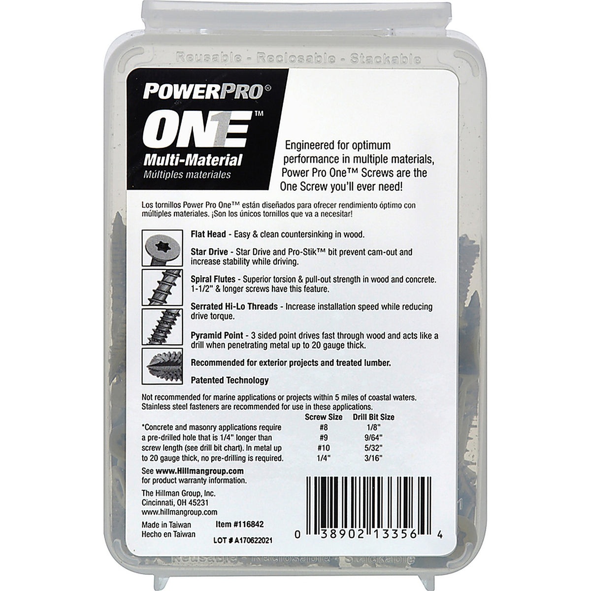 Hillman - 116842 - Power Pro One No. 10 x 1-3/4 in. L Star Flat Head Multi-Material Screw 1 lb. - 106/Pack