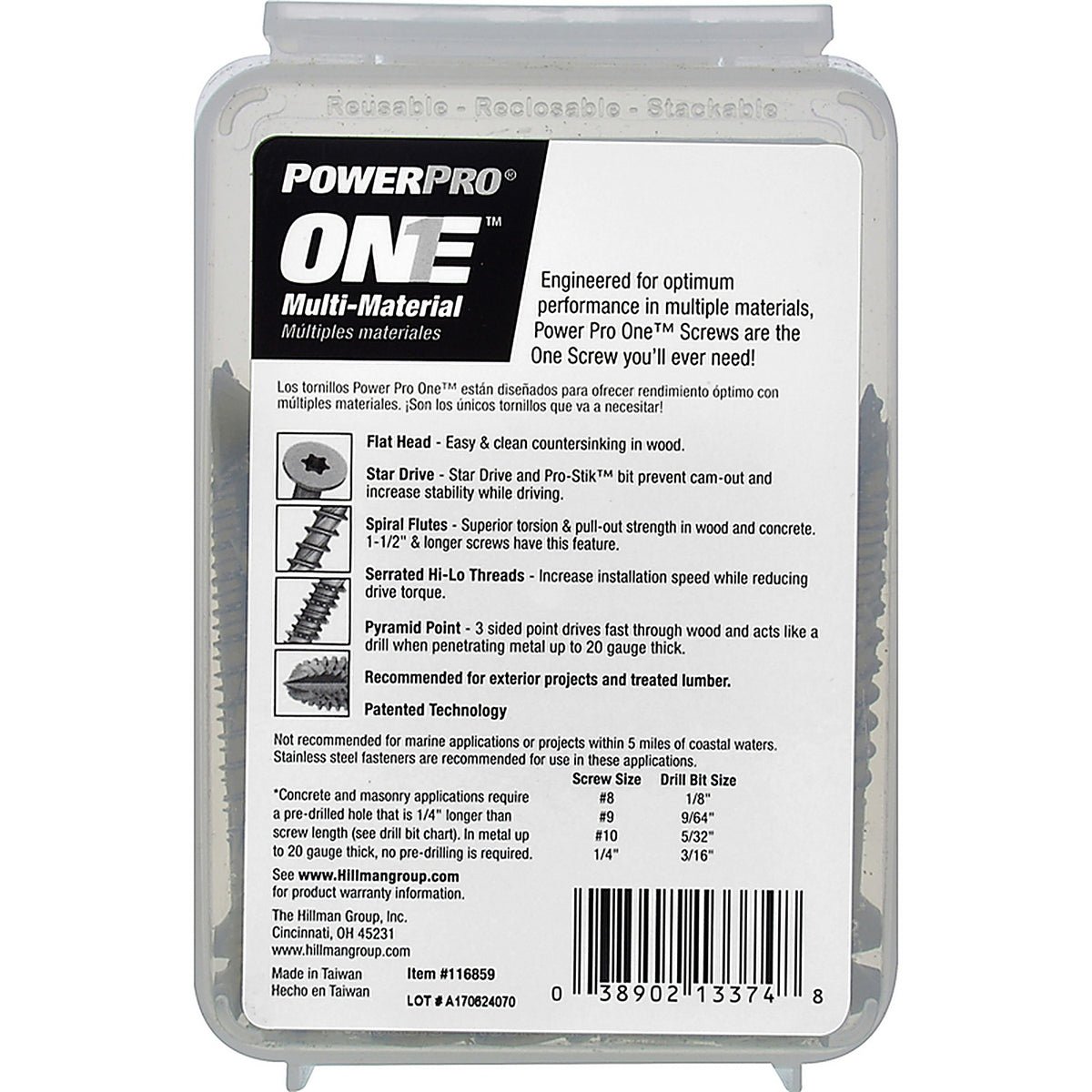 Hillman - 116859 - Power Pro One 1/4 in. x 2-3/4 in. L Star Flat Head Multi-Material Screw 1 lb. - 29/Pack