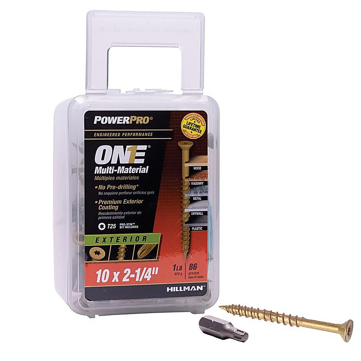 Hillman - 116844 - Power Pro One No. 10 x 2-1/4 in. L Star Flat Head Multi-Material Screw 1 lb. - 80/Pack