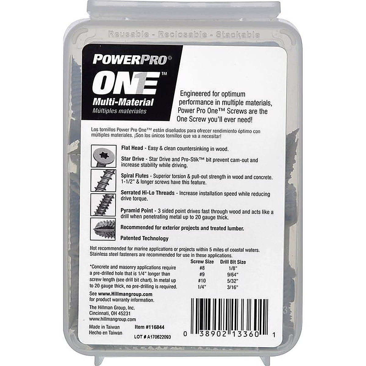 Hillman - 116844 - Power Pro One No. 10 x 2-1/4 in. L Star Flat Head Multi-Material Screw 1 lb. - 80/Pack