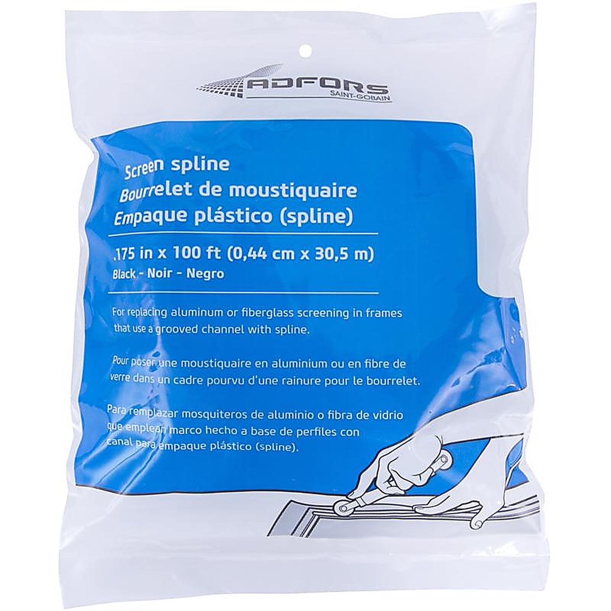 Saint-Gobain - FCS8524-U - 0.18 in. D X 100 ft. L Screen Spline