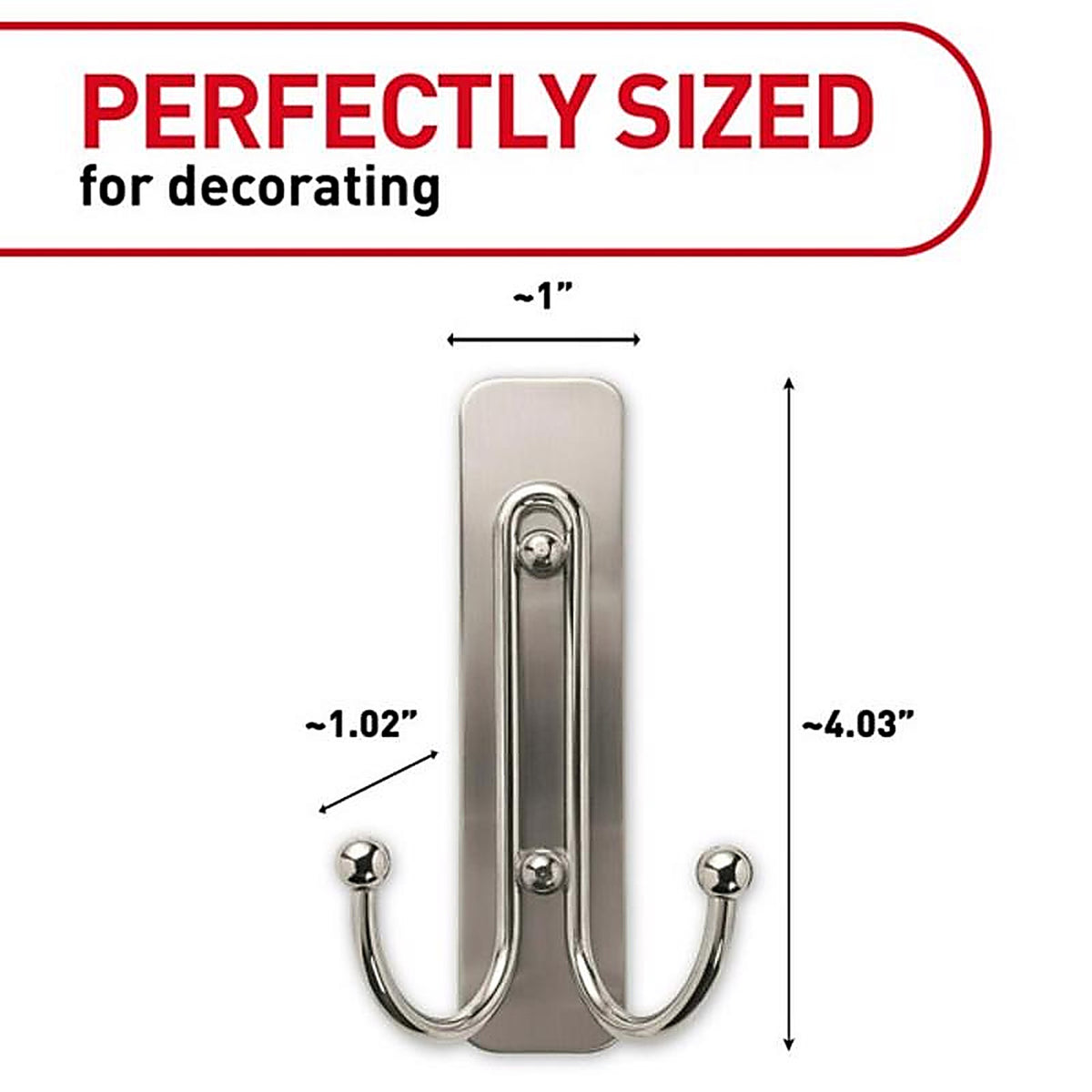 3M - 17036BN-ES - Command 2 in. L Brushed Nickel Metal Large Double Hook 4 lb. capacity - 1/Pack