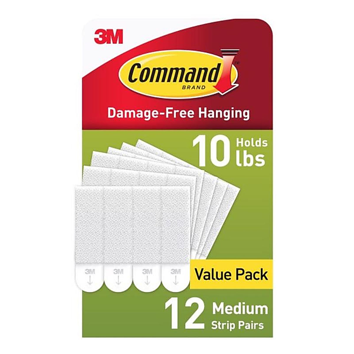3M - 17204-12ES - Command White Foam Picture Hanging Strips Medium 3 lb. - 12/Pack