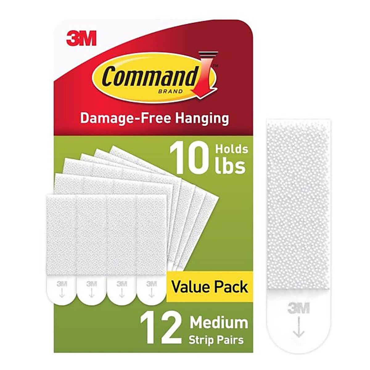 3M - 17204-12ES - Command White Foam Picture Hanging Strips Medium 3 lb. - 12/Pack