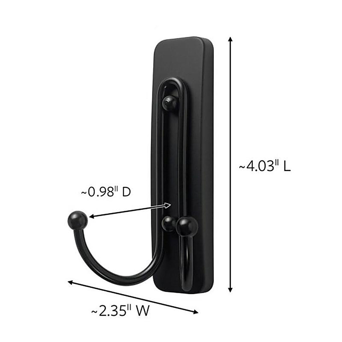 3M - 17036MB-ES - Command 2 in. L Matte Black Metal Large Double Hook 4 lb. capacity - 1/Pack