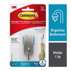 3M - BATH33-SN-ES - Command 1.18 in. L Satin Nickel Silver Adhesive Hook