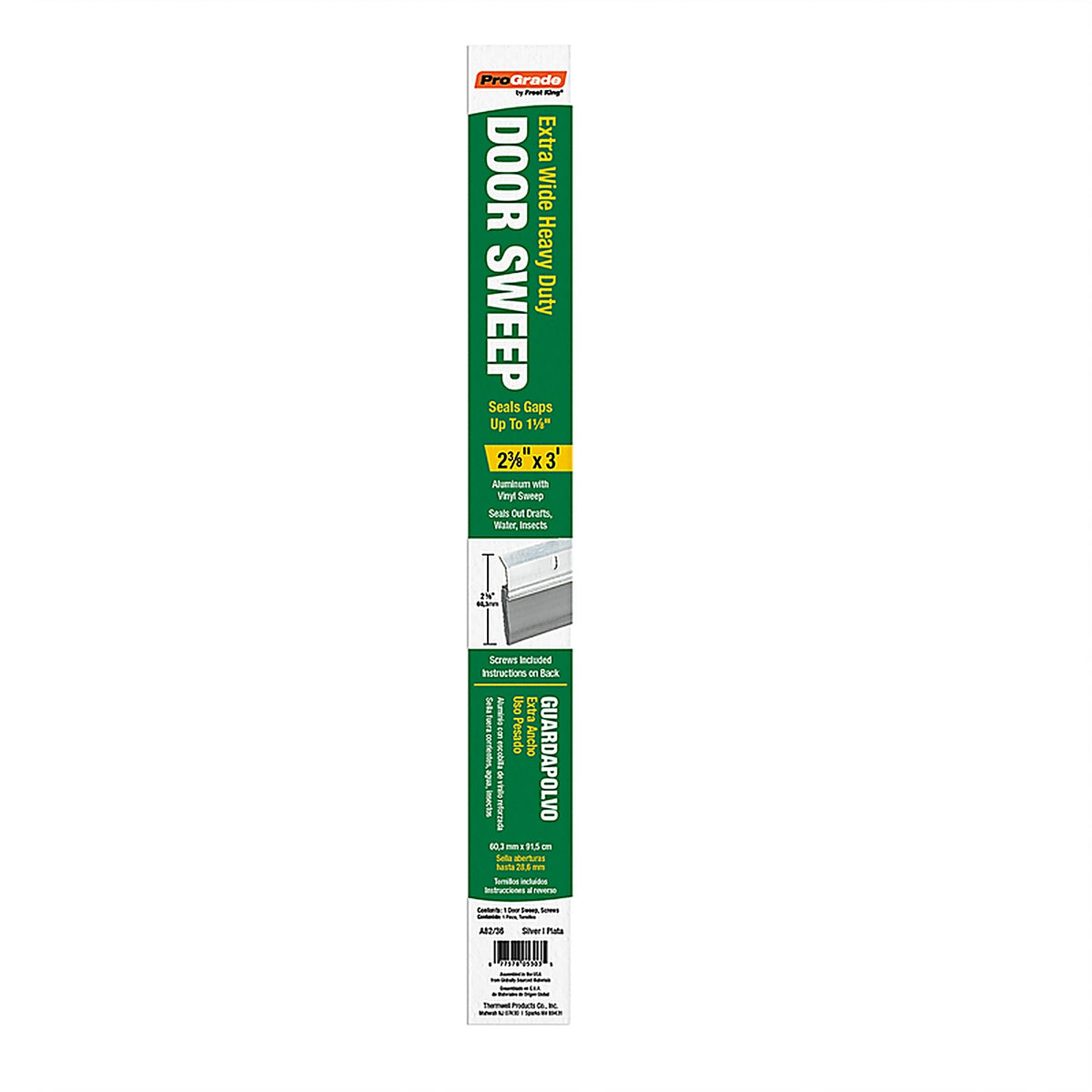 Frost King - A82/36H - Silver Aluminum Sweep For Doors 36 in. L X 2.38 in.