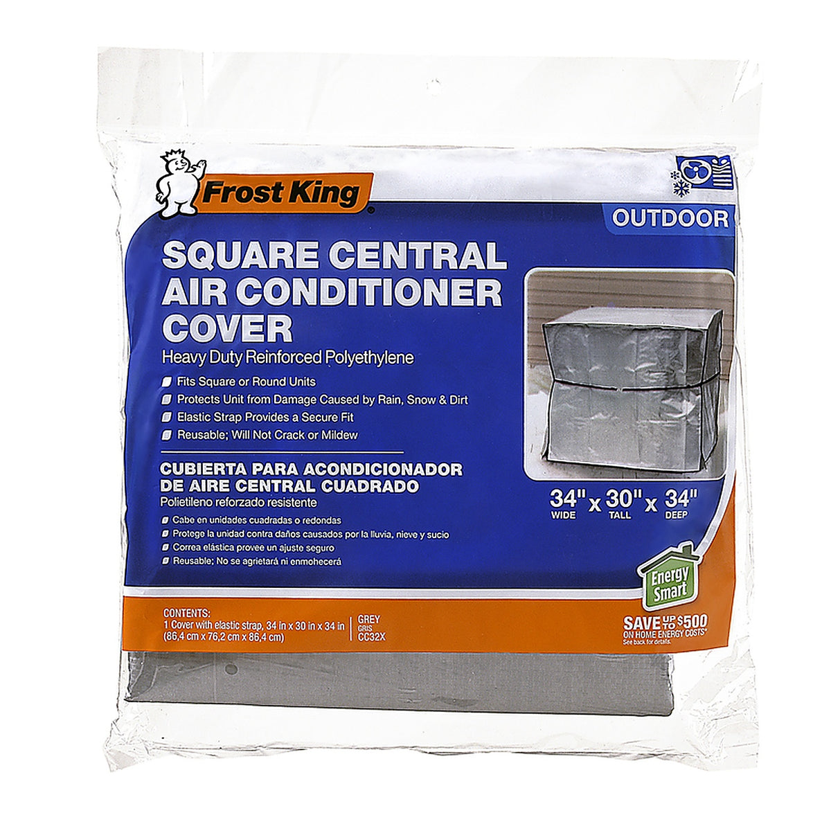 Frost King - CC32XH - 30 in. H X 34 in. W Square Outdoor Central Air Conditioner Cover