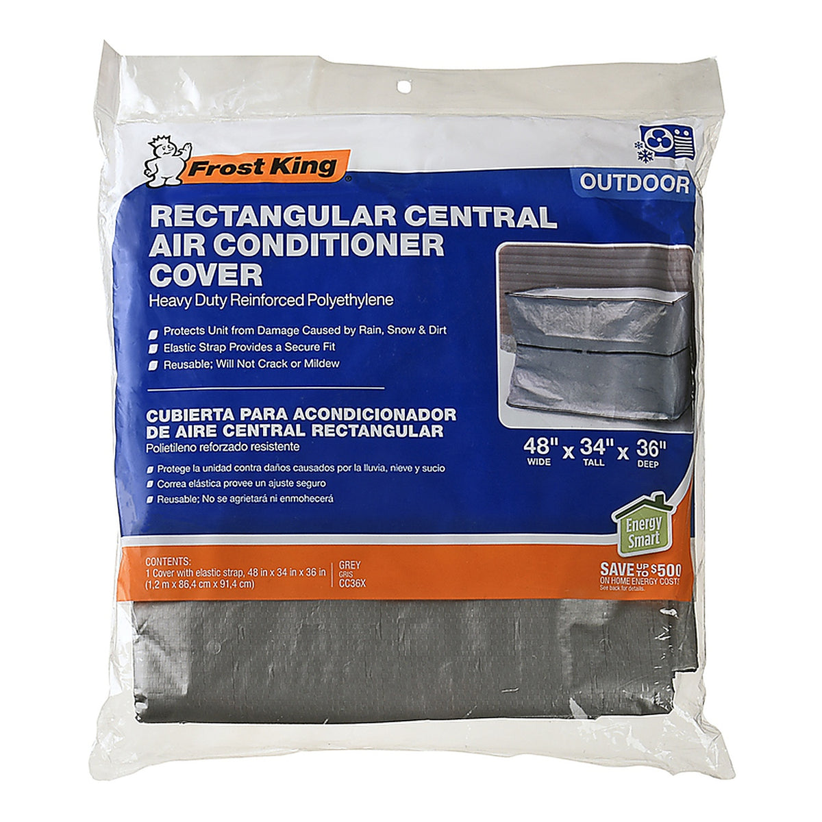 Frost King - CC36XH - 34 in. H X 48 in. W Rectangle Outdoor Central Air Conditioner Cover